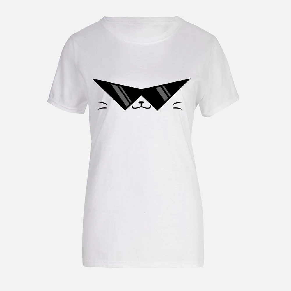 White Sealed shirt with black pointed glasses and seal whiskers.